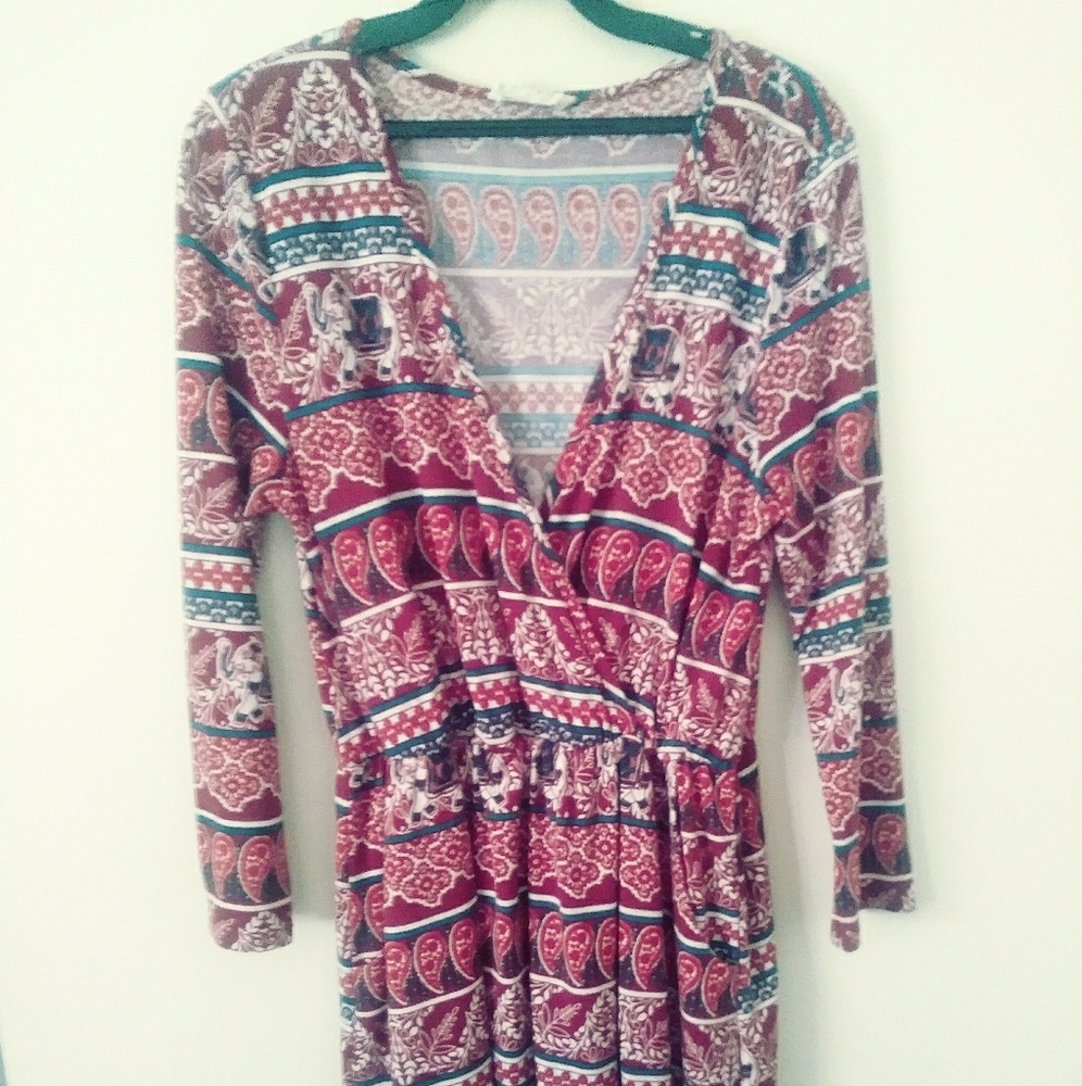 Boho knit dress. 3/4 sleeves
